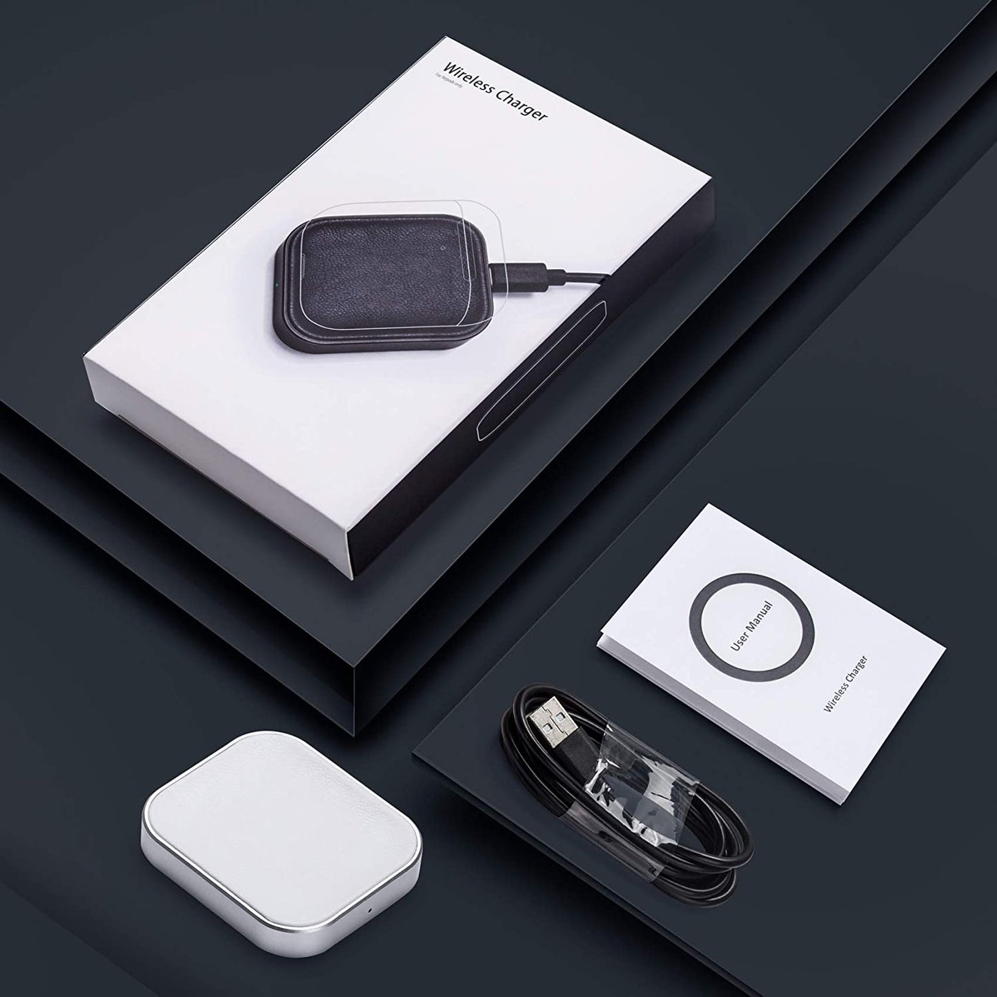 Wireless Charger for AirPods: Compatible with AirPods 4 (ANC), 3rd, 2nd Generation, and New AirPods Pro 3 (2025) - Slim and Compact Design for Travel and Home Office (Silver and White)